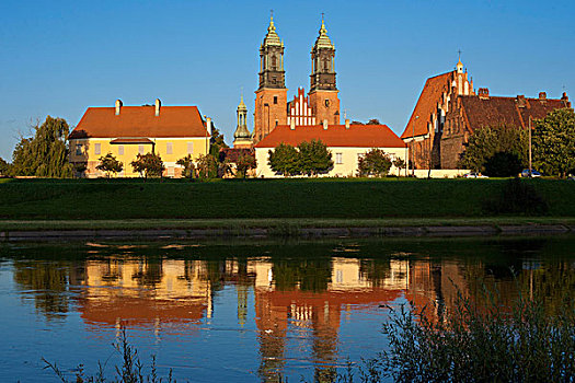 大教堂,维斯瓦河,河,波兹南,大波兰区,波兰,欧洲