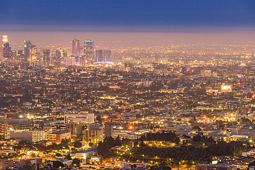 洛杉矶,市区,日落