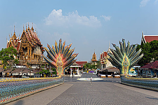 寺院,桥,两个,国王,省,泰国,亚洲