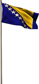 波斯尼亚,国旗,摆动,杆