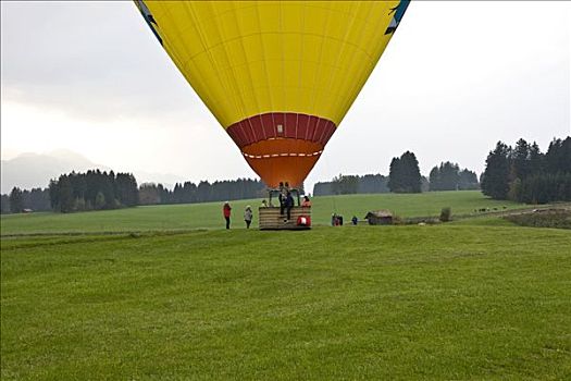 降落,热气球,室外,热气,德国