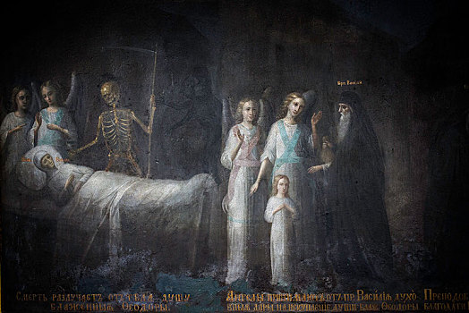 壁画,死亡,基辅,洞穴,寺院,乌克兰,欧洲