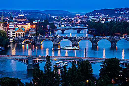 桥,上方,伏尔塔瓦河,布拉格,捷克共和国