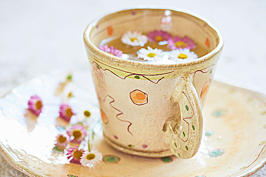 茶,雏菊,陶瓷,大杯