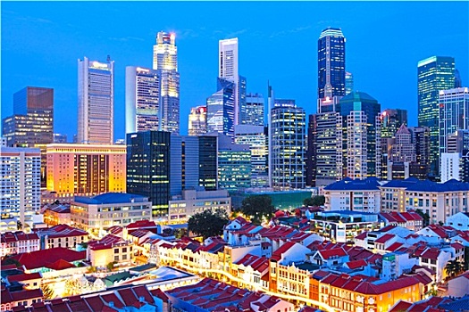 新加坡城,市区,夜晚