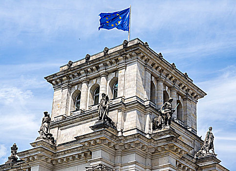 德国国会大厦,欧盟盟旗,柏林,德国