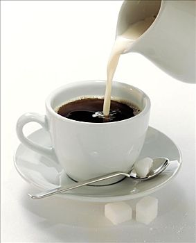 奶油,倒出,一杯咖啡