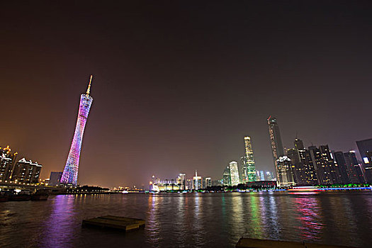 夜晚,天际线,现代,广州,河边