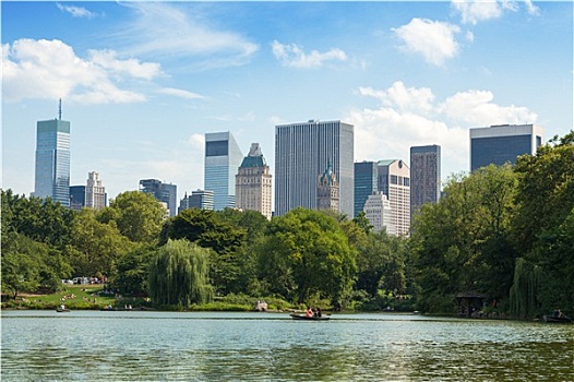 中央公园,湖,曼哈顿,纽约
