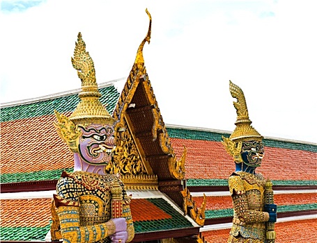 监护,雕塑,寺院,大皇宫,曼谷