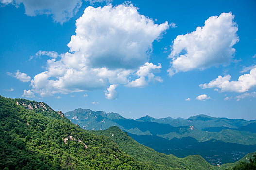 晴朗天气有云朵的山地环境