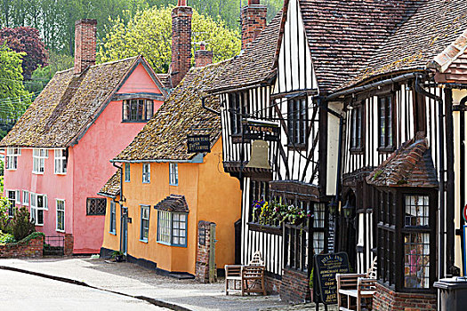 古雅,彩色,半木结构房屋,英国,乡村,英格兰