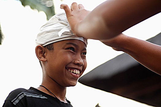 男孩,微笑,人,围巾,印度尼西亚,巴厘岛