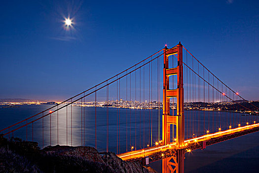 满月,上方,旧金山,加利福尼亚,美国