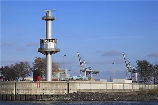雷达,塔,水位,指示器,港口,汉堡市,德国,欧洲