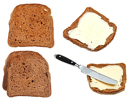 面包黄油,隔绝,白色背景