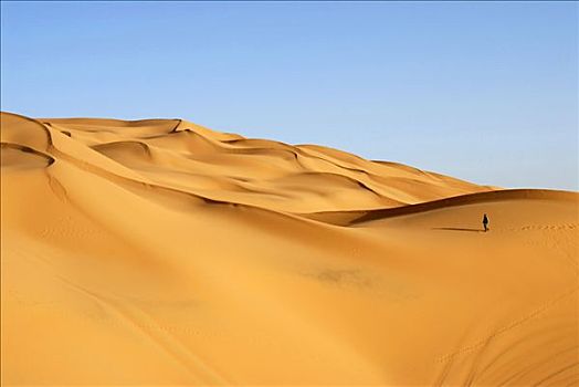 孤单,小,人,大,沙丘,利比亚