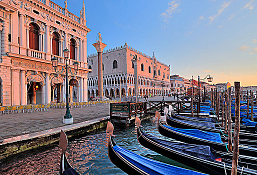 小船,宫殿,清晨,威尼斯,意大利,欧洲