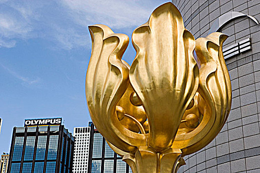 金色,雕塑,会议中心,广场,湾仔,香港