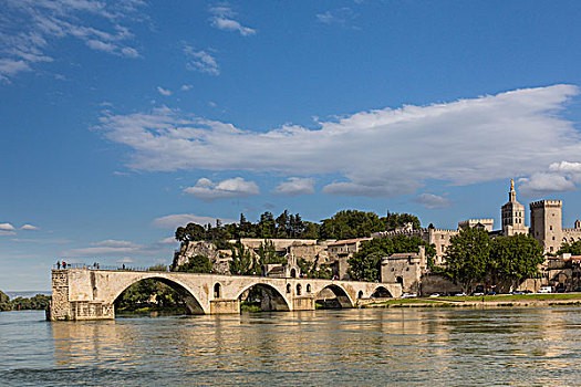 历史,桥,阿维尼翁,教皇宫,背景,沃克吕兹省,法国,欧洲