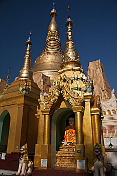 尖顶,佛塔,塔,大金寺,寺庙,仰光,缅甸