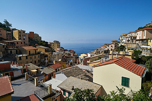 风景,房子,利古里亚海,里奥马焦雷,五渔村,拉斯佩齐亚省,利古里亚,意大利,欧洲