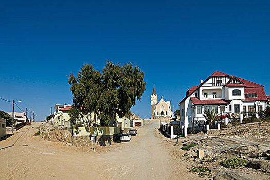 房子,半木结构,街道,纳米比亚,非洲