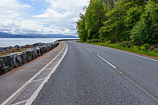沿岸,道路,苏格兰高地,靠近,斯凯岛,苏格兰,英国