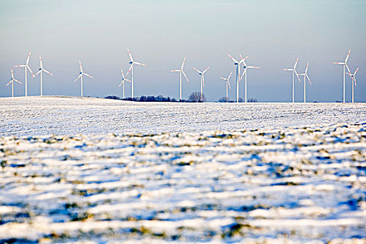 风,涡轮,乌克马克,植物,积雪,电,能源,格子,欧洲,传送,德国