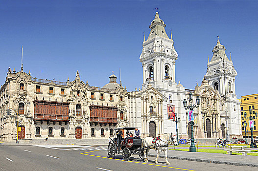 大教堂,利马,罗马天主教,马约尔广场,秘鲁