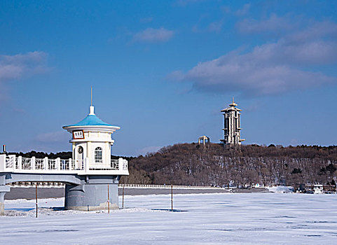 长春净月潭三月雪景