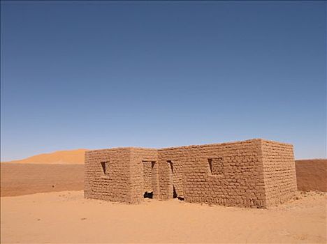 利比亚,空,房子,沙漠