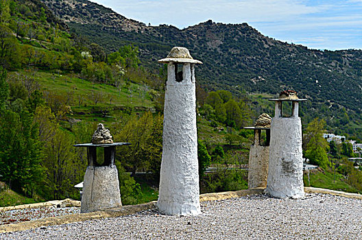 传统,烟囱,屋顶,阿普哈拉斯,内华达山脉,西班牙,欧洲