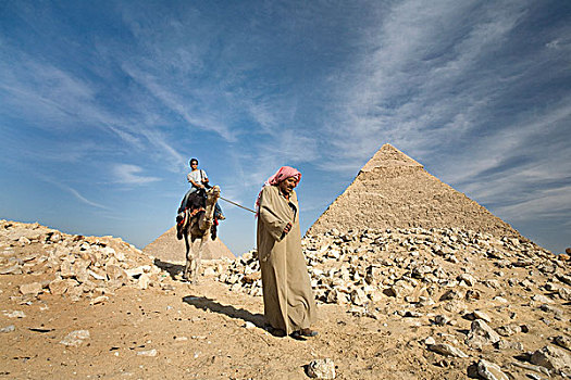 引导,骆驼,乘客,金字塔