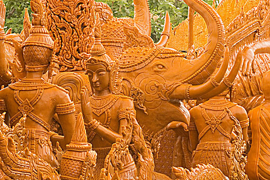 泰国,蜡烛,节日,雕塑,佛教,仪式,虔诚,信仰