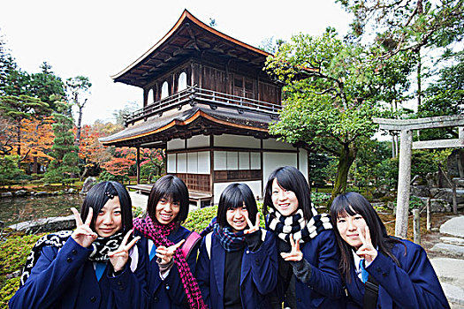 日本,京都,女学生,庙宇