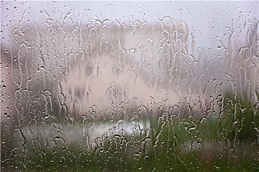 风景,窗户,河流,雨,水
