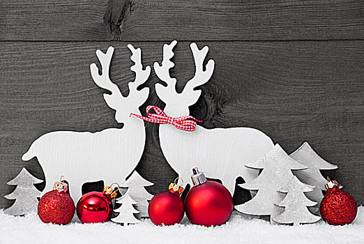 灰色,圣诞装饰,驯鹿,情侣,爱情,雪,红色,球