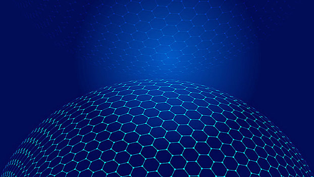 数码科技,点线连接六边形构图三维球体,分子比喻,科学技术的概念