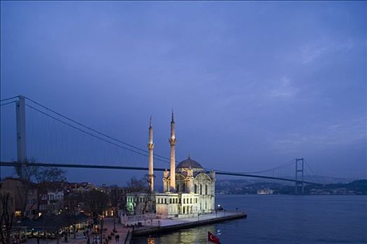 土耳其,伊斯坦布尔,清真寺,博斯普鲁斯海峡,河,夜晚