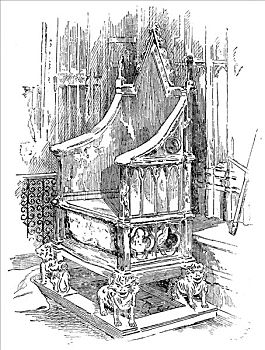 加冕,椅子,威斯敏斯特教堂,伦敦,19世纪,艺术家,未知
