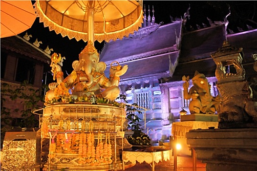 象头神迦尼萨,象神,光亮,寺院,银,庙宇,清迈,泰国