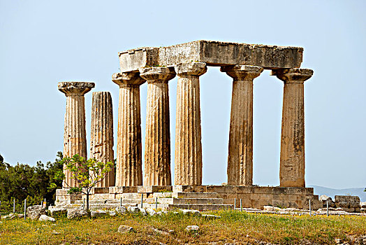 阿波罗神庙,庙宇,古老,科林斯地峡,伯罗奔尼撒半岛,希腊,欧洲