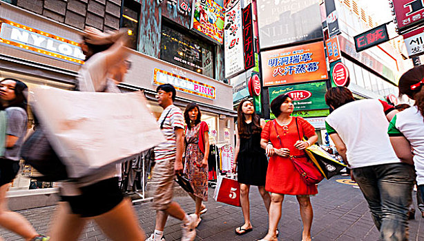 旅游,购物者,流行,购物区,明洞,首尔