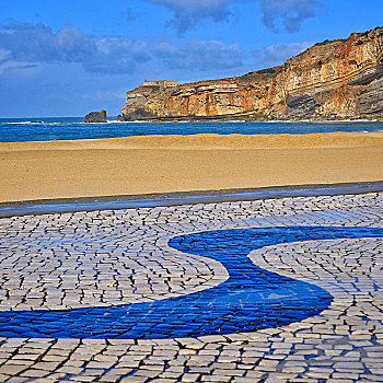 漂亮,海滩,瓷砖,工作,葡萄牙