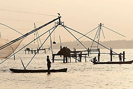 中国人,渔网,喀拉拉,印度南部,印度,亚洲