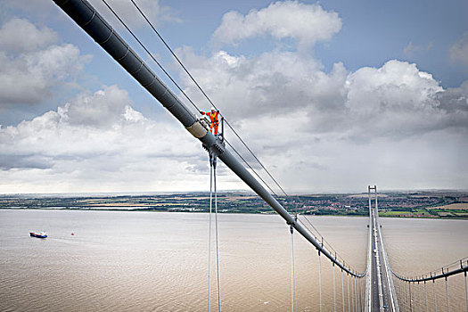 桥,工作,走,线缆,吊桥,英国,时间