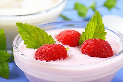 亮光,树莓,白色,酸奶