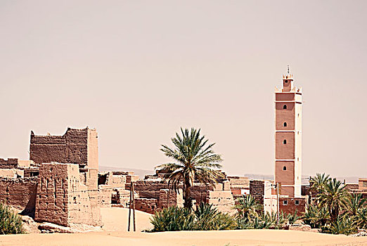 摩洛哥,德拉河谷,风景,清真寺