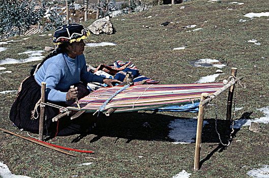 盖丘亚族,印加,女人,编织,横图,织布机